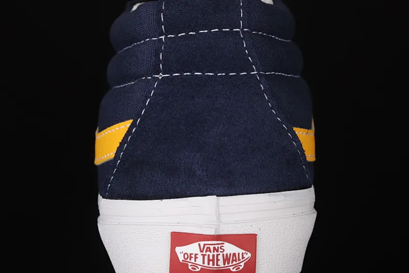 All categories Vans Vans series Vans Mid Vans China Vans Sk8-Mid blue and yellow contrast stitching mid-top retro classic canvas skateboard shoes VN0A3WM34PL